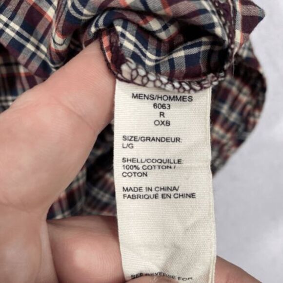 Woolrich Mens Large‎ Button Up Plaid Shirt Flannel Red Brown Cotton Long Sleeve - Picture 5 of 6